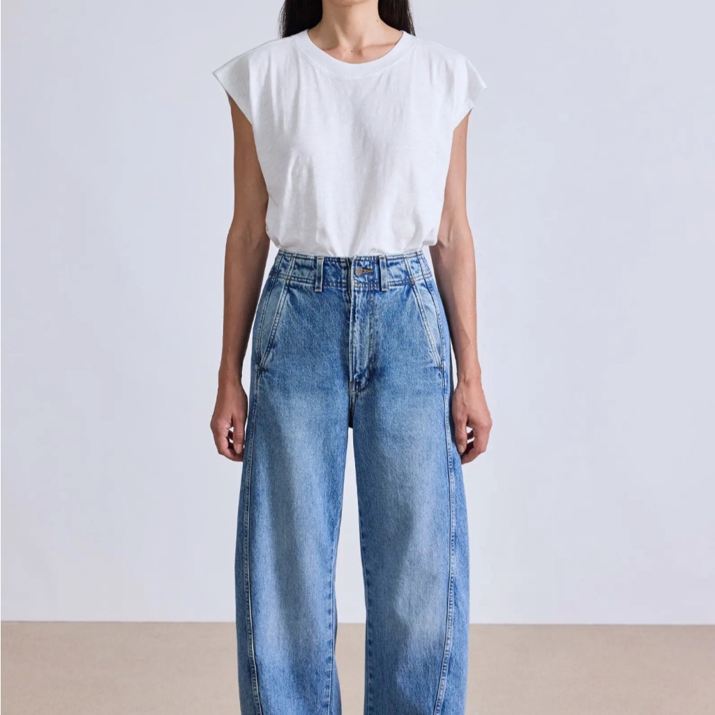 Apiece Apart Wide-Leg Flare Jeans In Light Blue